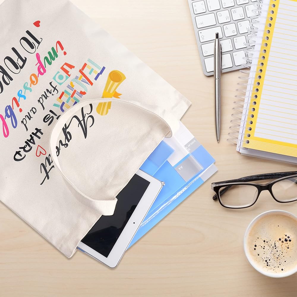 Amazon.com: SAIWEILAI ONLINE 8 Pieces Teacher Canvas Totes